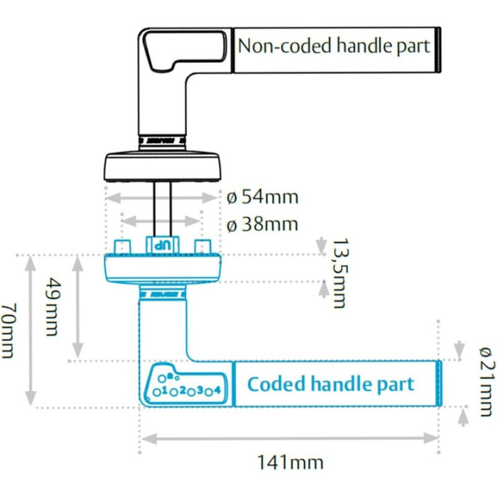 Elektronická klika na dveře YALE Code Handle Y027, pravá, stříbrná