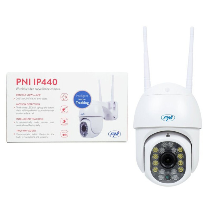 Bezpečnostní WiFi kamera PNI IP440, 4MP, bílá