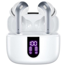 Bluetooth sluchátka s nabíjecím pouzdrem X08, bílá