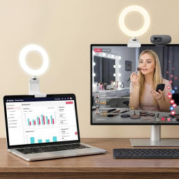 5" kruhové LED světlo s klipem na monitor Ring Light F-601B, bílá