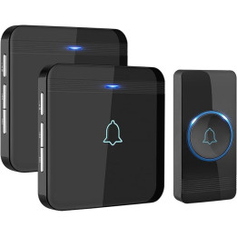 Domovní zvonek AVANTEK D-3B, 1 tlačítko + 2 plug-in přijímače, černá