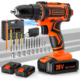 AKU šroubovák Cordless Drill 20VDZ, 10mm, 20V (včetně 2x AKU baterie)
