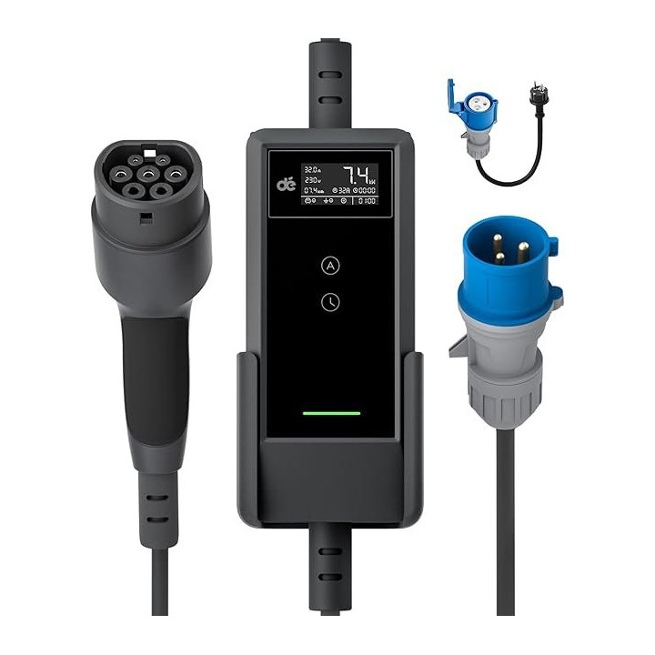 Nabíjecí stanice pro elektromobil DÉ DEM2D07B6, 7kW, Type B 30mA+DC 6mA, 6 m, 32 A, IP 65