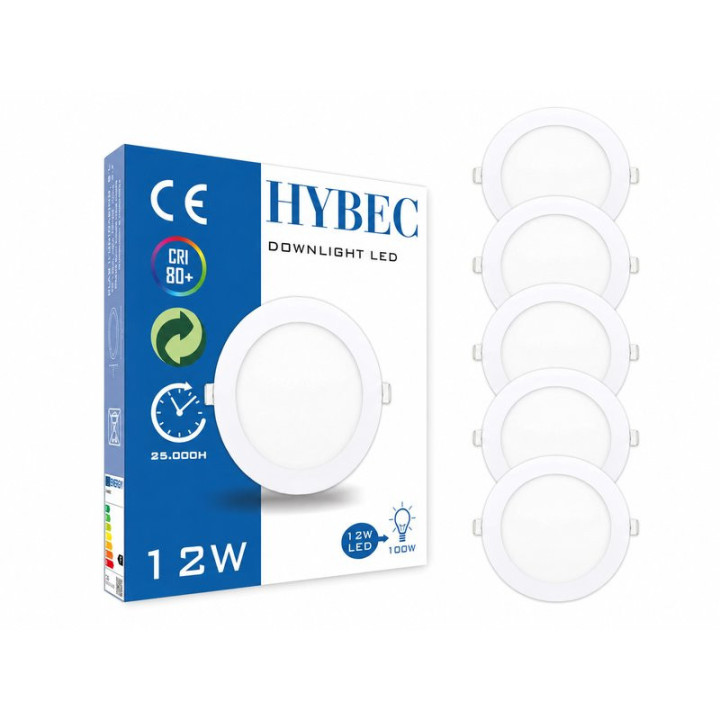 LED stropní svítidlo HYBEC TE0528, 3000K, 12 W, 17 x 1,4 cm, bílá, 5 ks