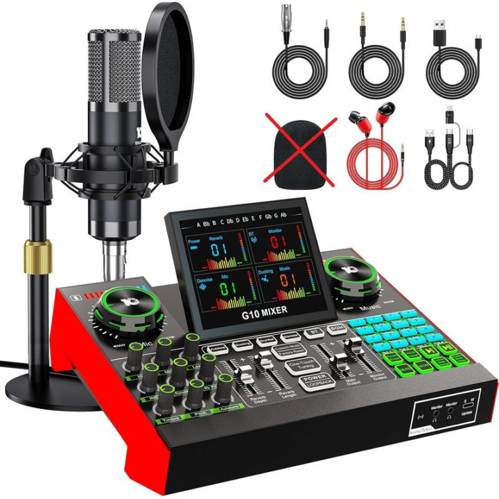 Mixážní pult s mikrofonem TENLAMP G10 mixer, 5V