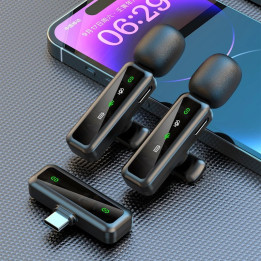 Bezdrátový klopový mikrofon Wireless Microphone H63, Type-C, 2 ks, černá