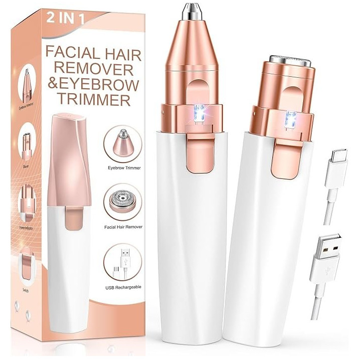 Zastřihovač pro ženy QUNLER 2v1 Facial Remover & Eyebrow trimmer, 2 W