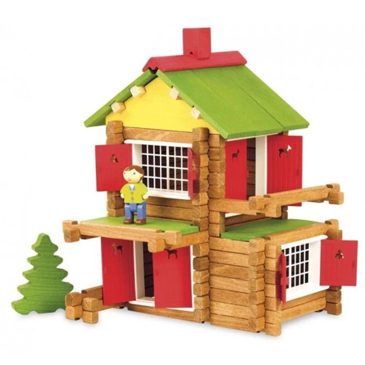 Dřevěná stavebnice pro děti JEUJURA Mon Chalet en bois (8003), 135 dílků