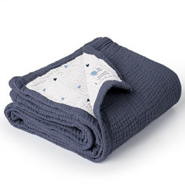 Dětská deka LULUMOON Muslin Swaddle, 120 x 120 cm, modrá