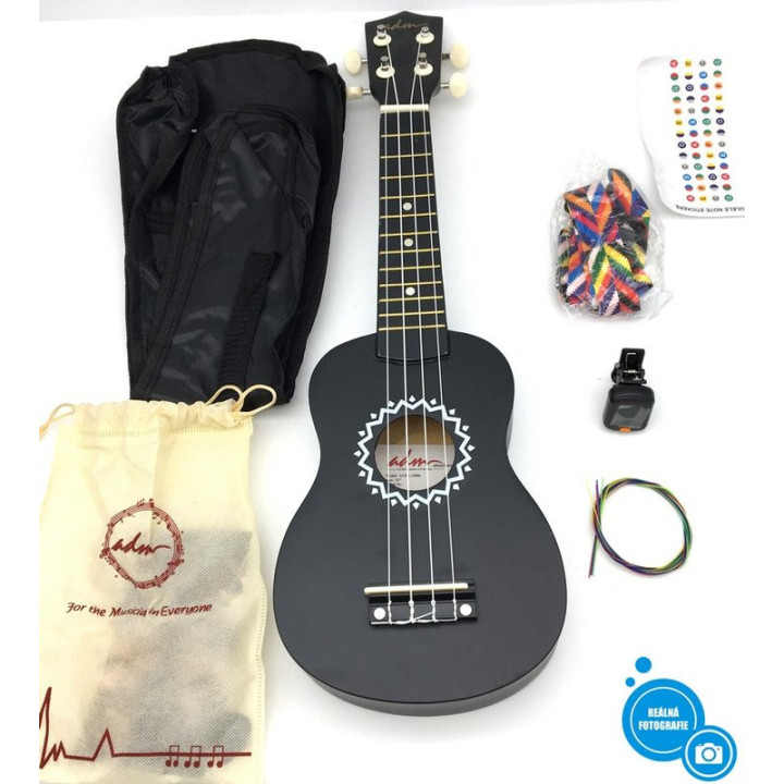 21" Sopránové ukulele ADM AU01L-MBK, černá