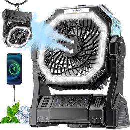 Přenosný kempingový ventilátor s vodní mlhou KSSVZZ F29, 6 W, černá