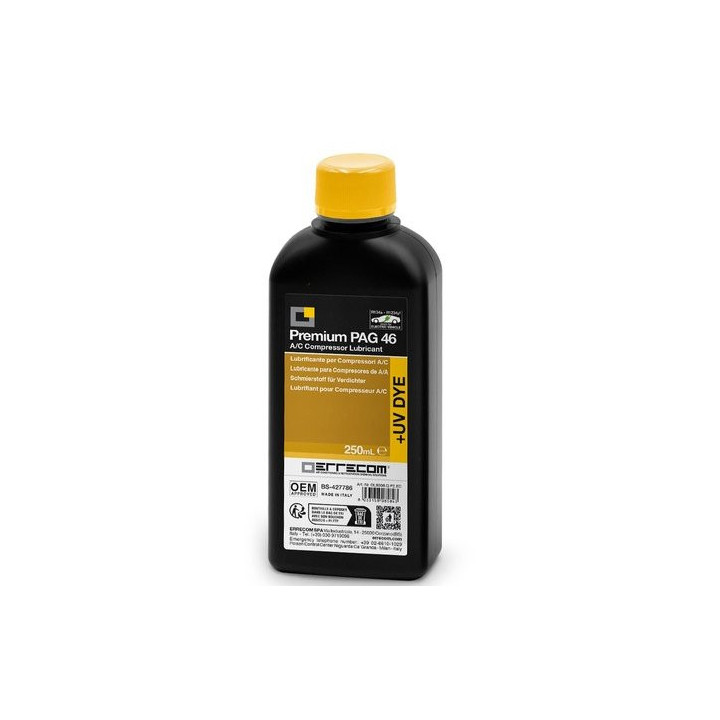 Mazivo pro kompresor klimatizace ERRECOM Premium PAG 46 + UV DYE OL6006.Q.P2.EC, 250 ml