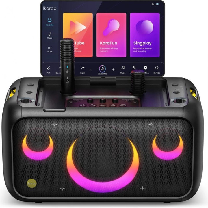 LED Smart karaoke systém IKARAO Break X1 (X1-11FE), 2 mikrofony, černá