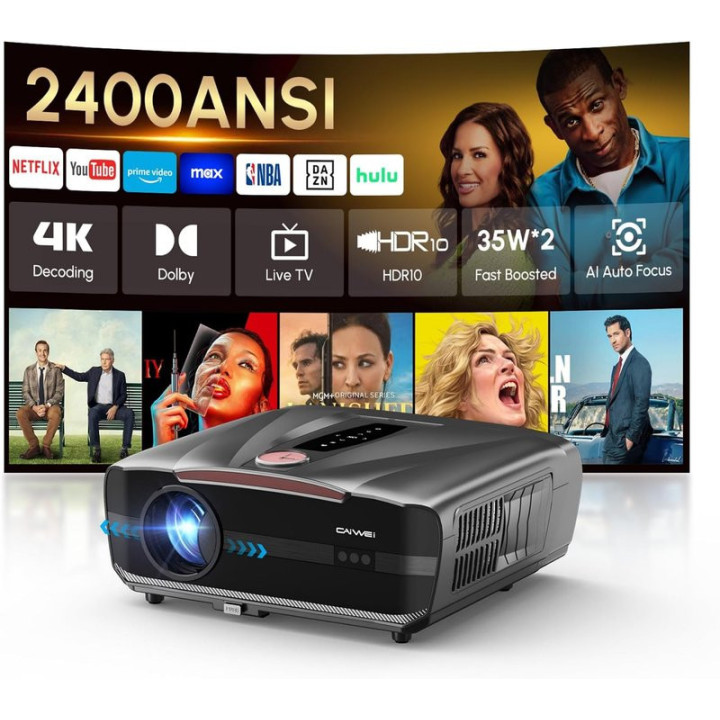 SMART projektor s dálkovým ovladačem CAIWEI A9TL, 4K, šedá