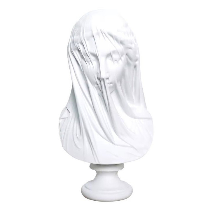Dekorativní soška abstraktní busta v závoji (SZ220103-White), 33,5 cm, bílá