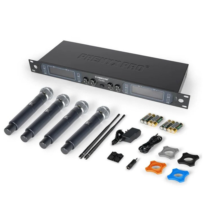 Bezdrátový čtyřpásmový mikrofonní systém PHENYX PRO PTU-5000-4H, černá