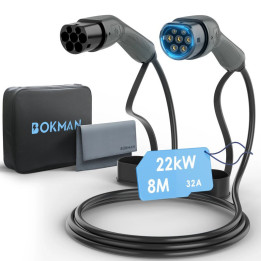 Nabíjecí kabel pro elektromobily BOKMAN (BKM32208), 32 A/22 kW, 8 m, typ 2