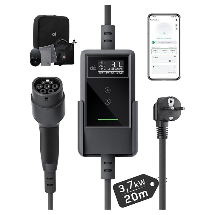 Nabíjecí stanice pro elektro automobil DÉ deM2D03B20A, 3,7 kW, 20 m