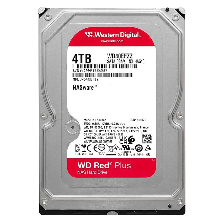 Pevný disk WESTERN DIGITAL WD40EFZZ Red Plus, 4 TB, 128 MB