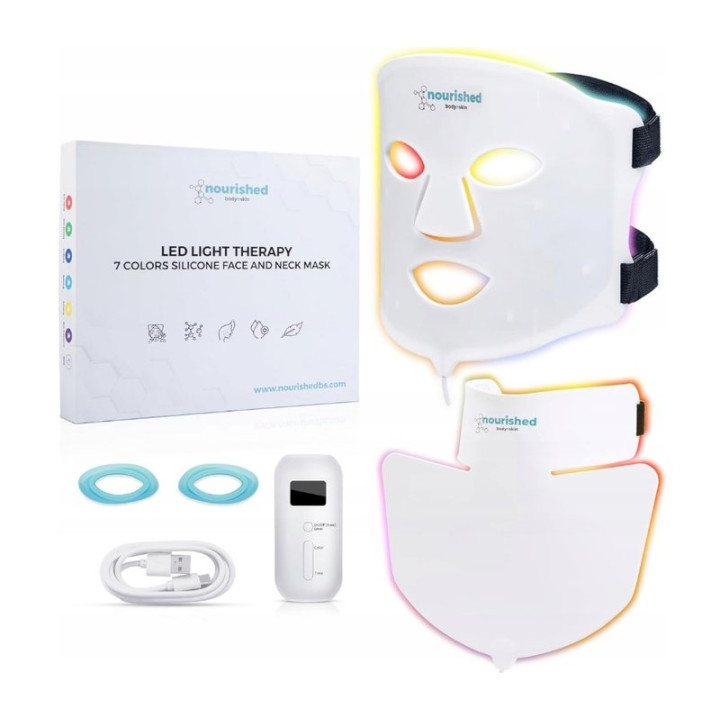 LED maska na obličej a dekolt NOURISHED NBS-1-EB20251208, bílá