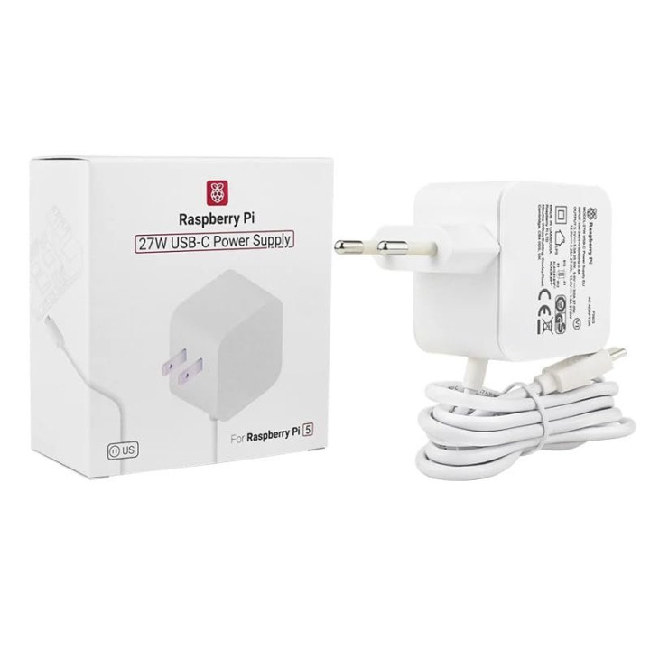Napájecí adaptér RASPBERRY PI Raspberry Pi 5, 27 W, bílá