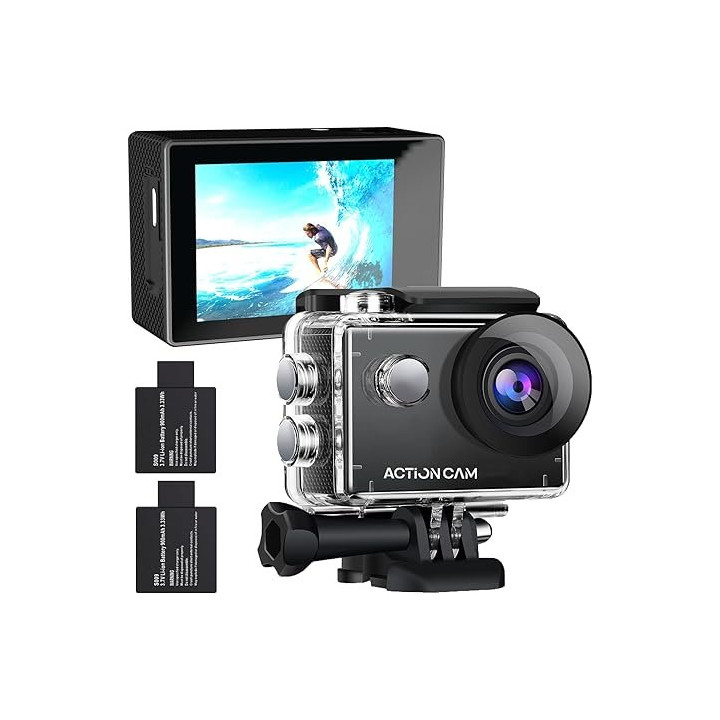 Outdoorová kamera Action Cam 1080P, 2 x baterie, černá