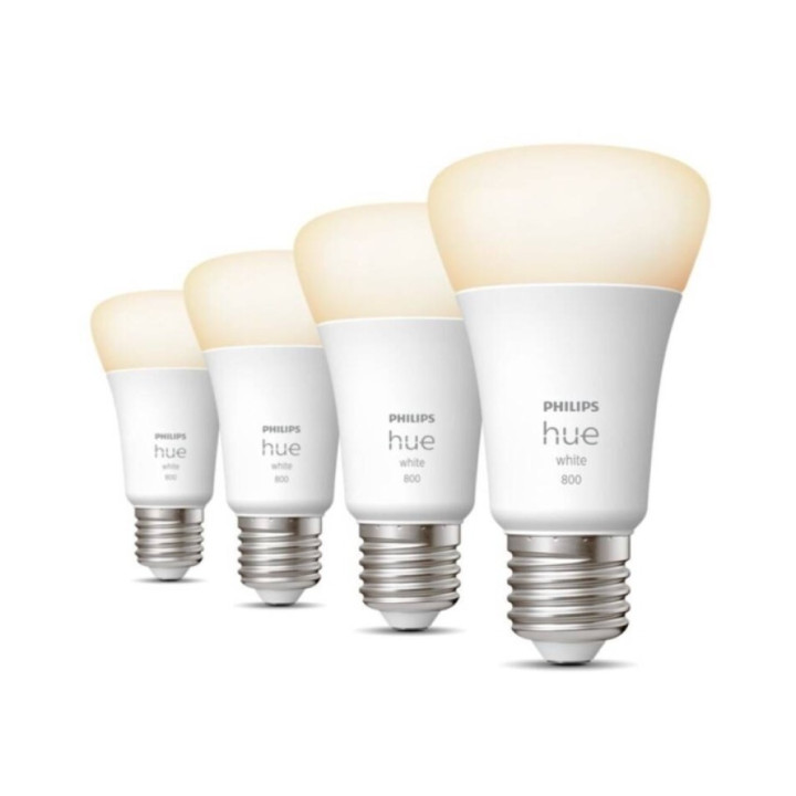 LED žárovka PHILIPS Hue 800, 9 W, E27, 4 ks, bílá