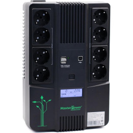 Záložní zdroj UPS MASTER U-POWER MF-UPS850VA-R, 850 VA, 480 W, černá