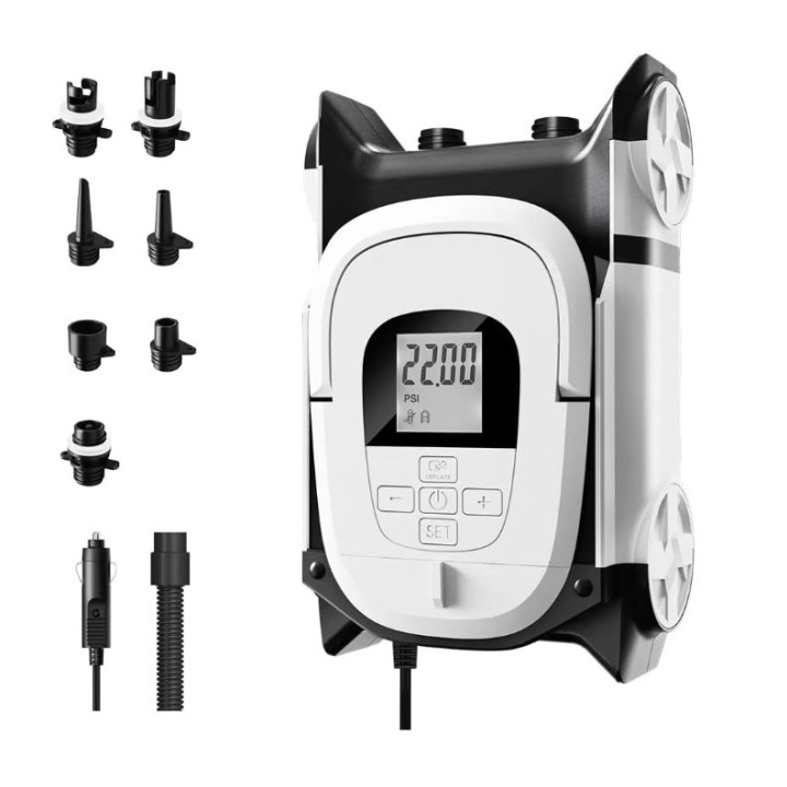 Elektrický kompresor pro paddleboardy BAVIZZN AP-882L, 22 PSI, 12 V, 120 W, bílá