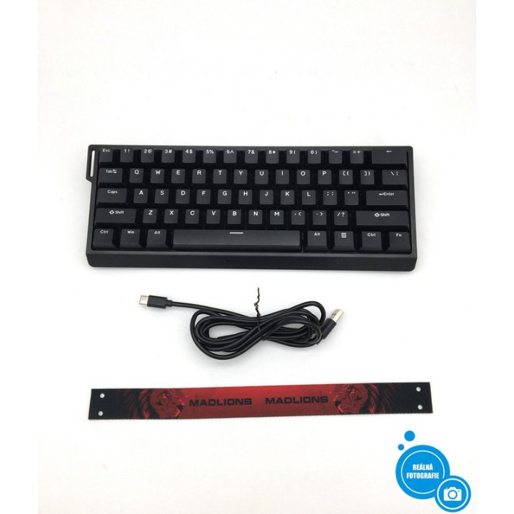 RGB drátová herní klávesnice FGG Madlions MAD 60 HE, QWERTY, černá