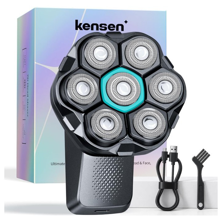 Elektrický holicí strojek na hlavu KENSEN 7D FK-8780, 1400 mAh, 5 W, černá