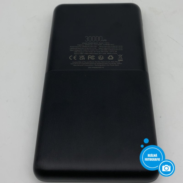 Powerbanka VRURC T3016, 30 000 mAh, černá