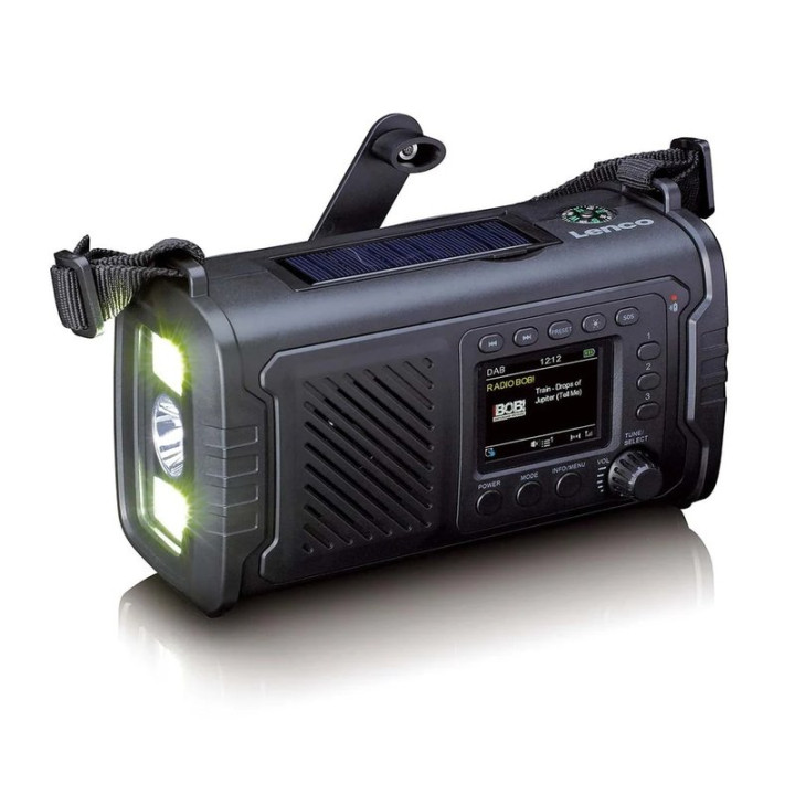 Nouzové rádio LENCO PDR-055BK, DAB+/FM, 10 000 mAh, černá