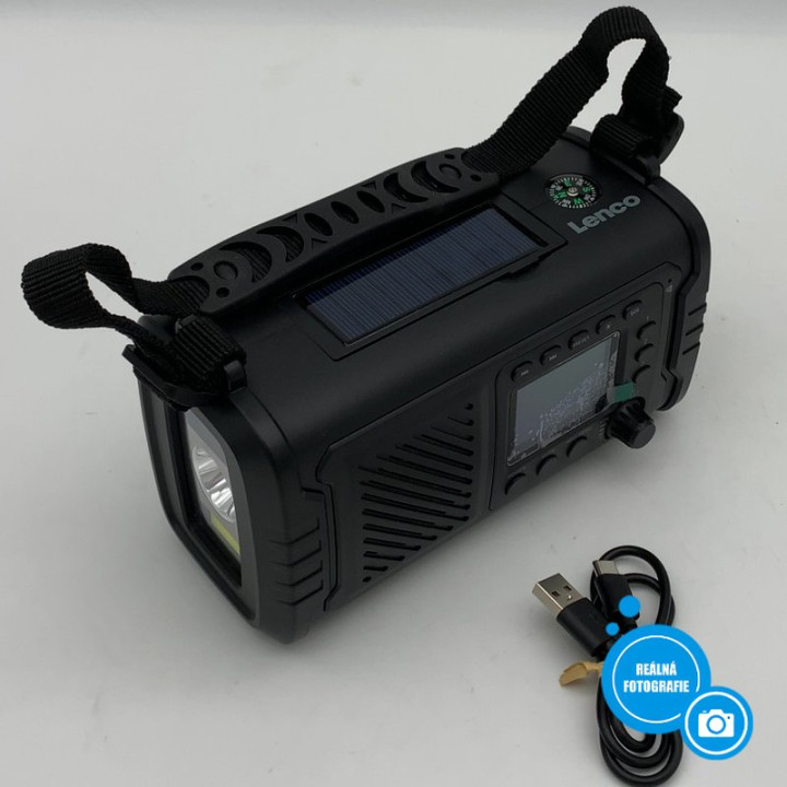 Nouzové rádio LENCO PDR-055BK, DAB+/FM, 10 000 mAh, černá