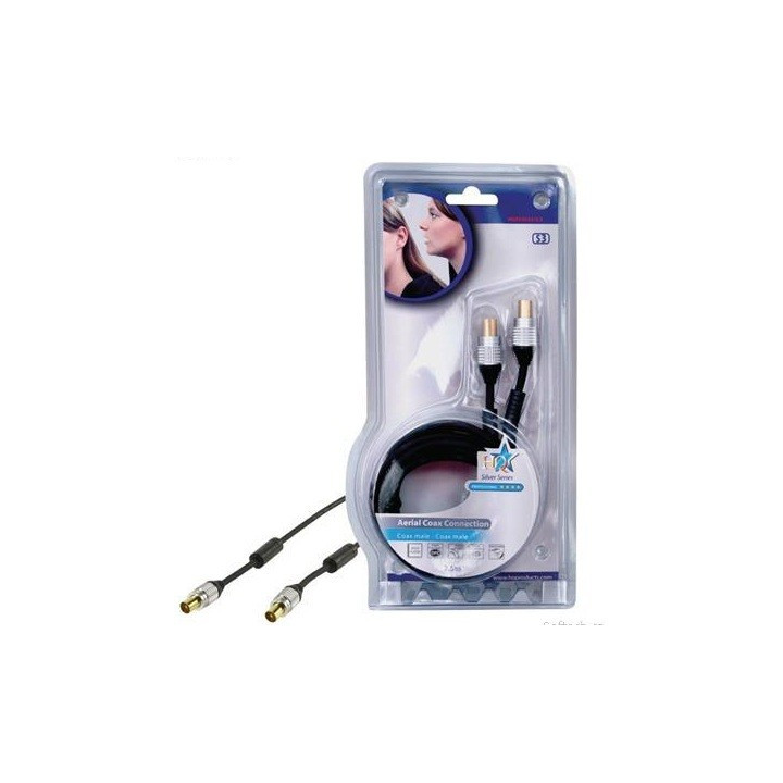 Koaxiální propojovací TV kabel 90dB HQ-HQSS5025/2.5 - černá
